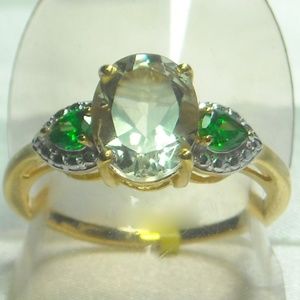 NWT Natural Green Amethyst & Sim Emerald Ring